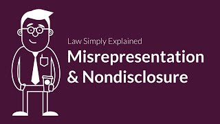 Misrepresentation and Nondisclosure  Contracts  Defenses amp Excuses [upl. by Nwahshar]