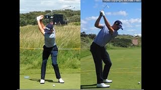 Justin Thomas golf swing  Long Iron faceon amp downtheline July 2017 [upl. by Yunfei]