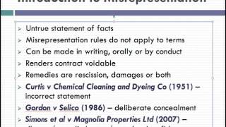 Misrepresentation Lecture 1 of 4 [upl. by Aytnahs]